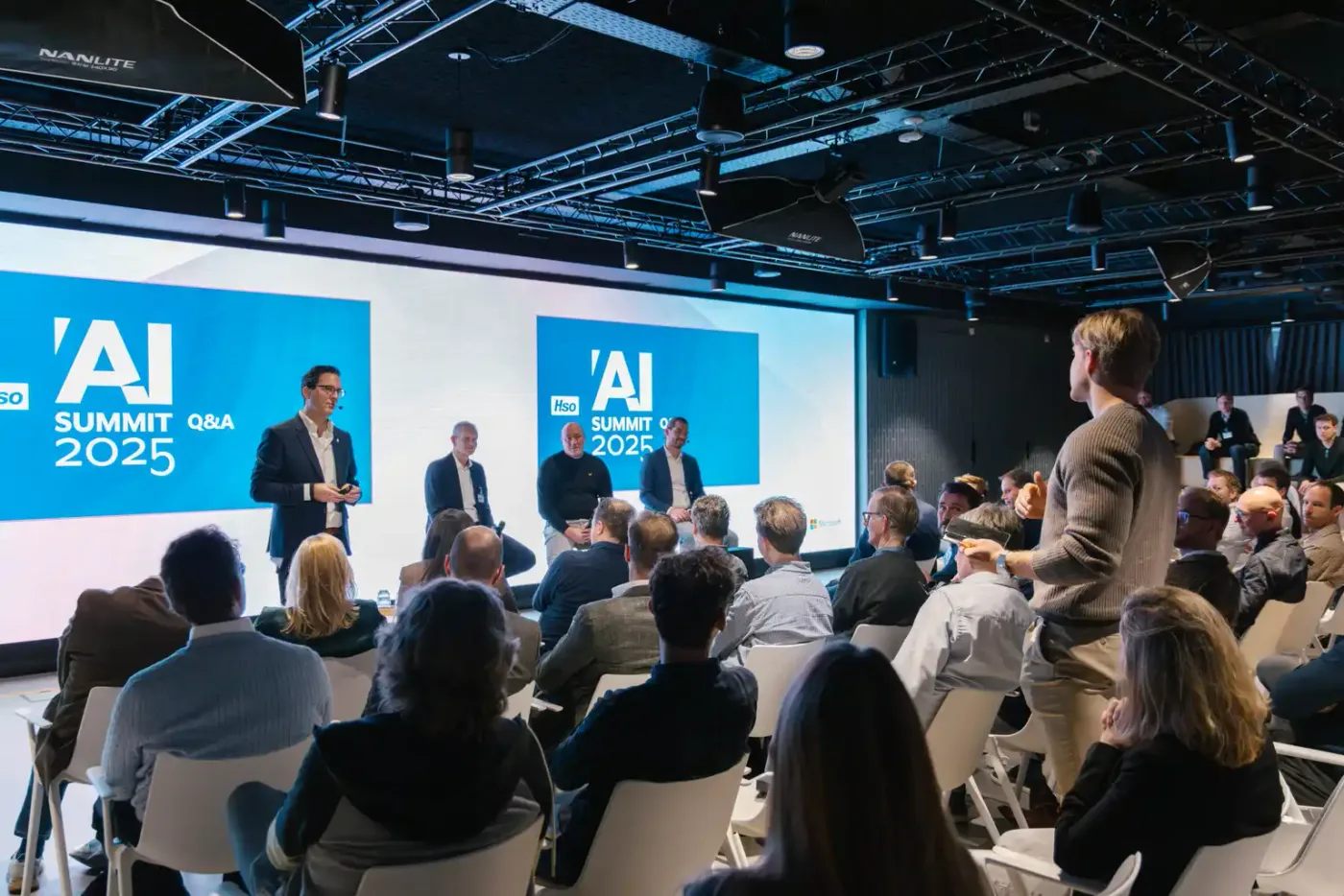 Speakers and seated audience at the supplied HSO Microsoft event